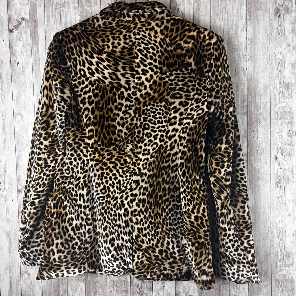 Libby Edelman Leopard Print Faux Fur Notch Collar Blazer Size Medium - Picture 8 of 8